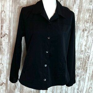 Women's Black Chico's Button Down Shirt size Med (Chico's size 1)